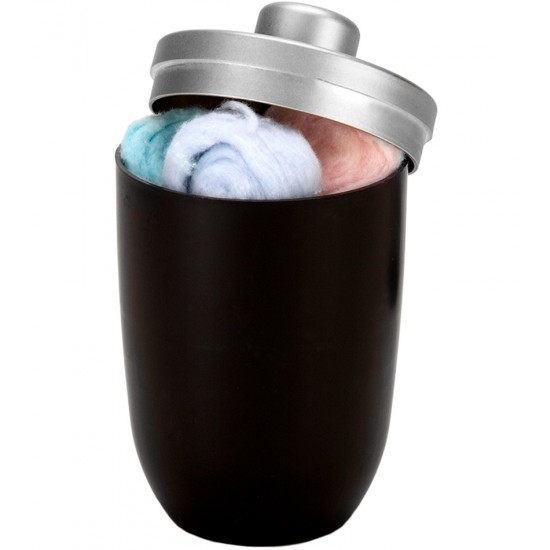 Porta Algodão 500ml 14cm Altura Preto Cromo Fosco
